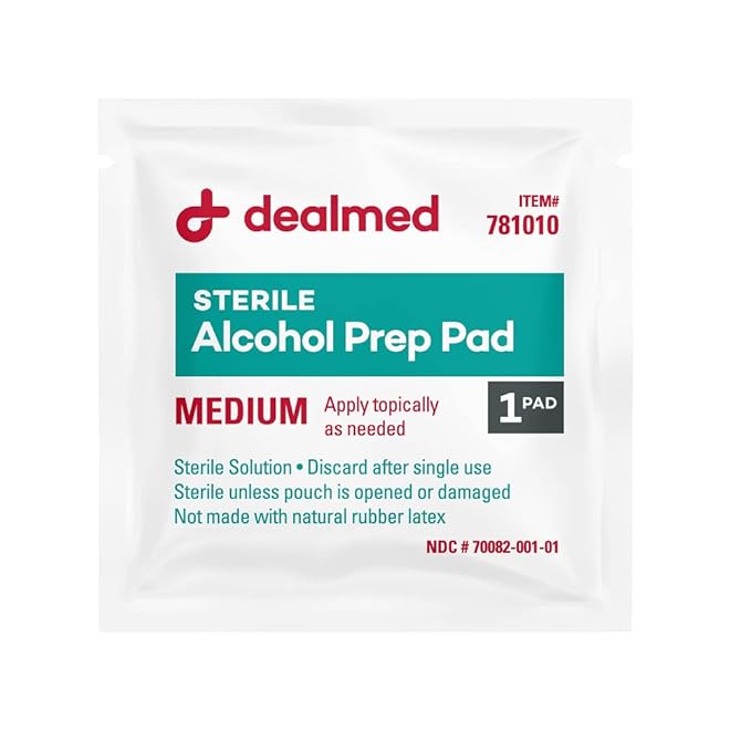 Dealmed Alcohol Prep Pads – 2000 Count Medium Latex-Free Gamma Sterilized Antiseptic Wipes, Wound Care Products for First Aid Kits, Home, and Medical Facilities (Pack of 3)