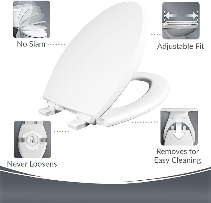 Mayfair Cassel Bidet Bundle, Slow-Close Never Loosen Toilet Seat with Perfect Fit, Fresh Water Spray, Non-Electric, Easy to Install Bidet, ELONGATED, White
