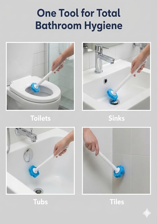 Disposable Toilet Brush for Bathroom Cleaning, Deep Cleaning Toilet Bowl Cleaner with Replaceable Heads, Hygienic Storage Design,House Warming Gifts New Home (Replacement Heads - 24pcs Blue)