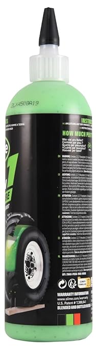 Slime 10193 Tire and Tube Sealant Puncture Repair Sealant, 2-in-1, Premium, Prevent and Repair, Suitable for Non-Highway Tires and Tubes, Non-Toxic, Eco-Friendly, 16oz Bottle