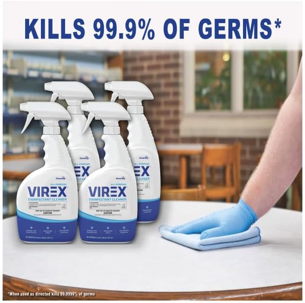VIREX Diversey CBD540540 All Purpose Disinfectant Cleaner, Multi Surface Cleaning for Home and Commercial Use, Spray Bottle, Ready to Use Formula, Lemon Scent, 32 Ounce