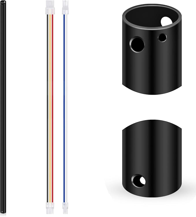 VIHOSE 72 Inch Ceiling Fan Downrod with Extension Cord 6 ft Black Downrod for Ceiling Fan 1 Inch Outside Diameter Not Threaded Suitable for a Wide Range of Fans