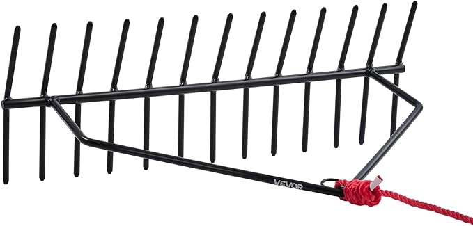 VEVOR 24 in Aquatic Weed Rake, 8.7 in Double Sided Lake Weed Rake, Pond Weeds Cutter with 30ft Rope, Tie Hole, No Assembly Required, Lightweight Muck Lilypad Clearing Tool for Pond, Lake, Rivulet