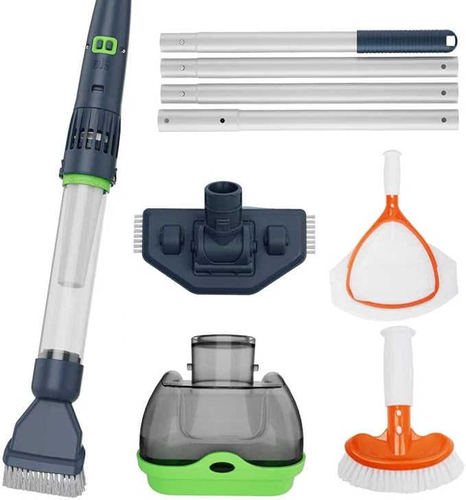 Rechargeable Pool & Spa Hot Tub Vacuum Cleaner - Dual Mode & Magnetic Drive System, 25µm Ultra Fine Mesh Filters for Hot Tub, Small Above Ground Pools - 70 Mins