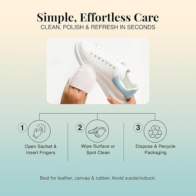 PROPR Premium Double Sided Shoe Cleaning Mitt Bundle - Individually Wrapped Travel Cleaner for Sneakers, Leather Shoes, Handbags & Accessories - 60 Pack