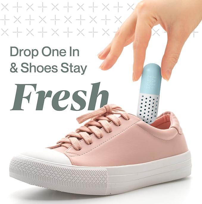 LOFT + IVY Shoe Deodorizer Balls – Ocean Fresh Scented Odor Eaters for Shoes, Gym Bags, Cars & Lockers – Compact Reusable Shoe Smell Remover Freshener Inserts – Long Lasting 4-Pack Sneaker Pills