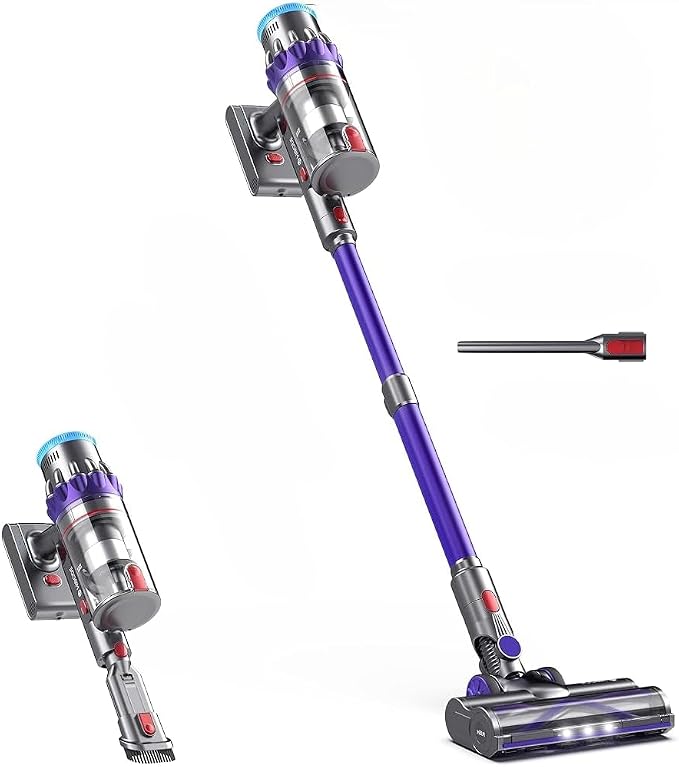 Cordless Vacuum Cleaner, 410W 49Kpa 64Mins, Self - Standing, Anti - Tangle, 7 - in - 1, Excellent for Hardwood Floors