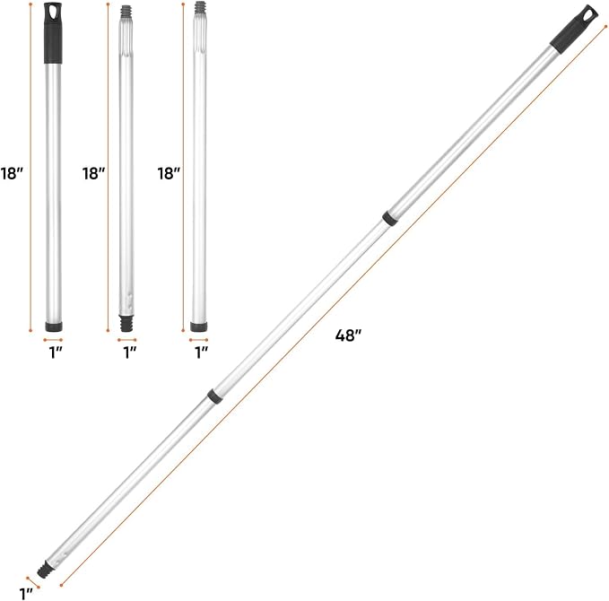 Superio 3 Part Heavy Duty Stainless Handle with Hanging Loop for Easy Storage.