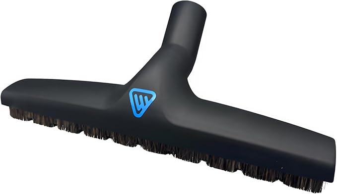 Wessel-Werk Deluxe Vacuum Floor Brush, Multi-Surface Vacuum Brush Attachment with 360° Swivel Neck, Soft Rubber Wheels, and Horse Hair Bristles Brush Nozzle (D 300-12 inch Brush, 1-3/8" (35mm) Neck)