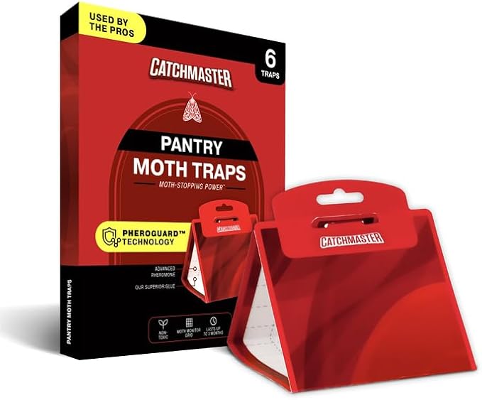 Catchmaster Premium Clothes & Pantry Moth Trap Bundle, Sticky Odorless Glue Traps, Pheromone Attractant, for Closets Wardrobes Cabinet Drawers,Food Storage & Cabinet, PheroGuard Technology (12-Traps)