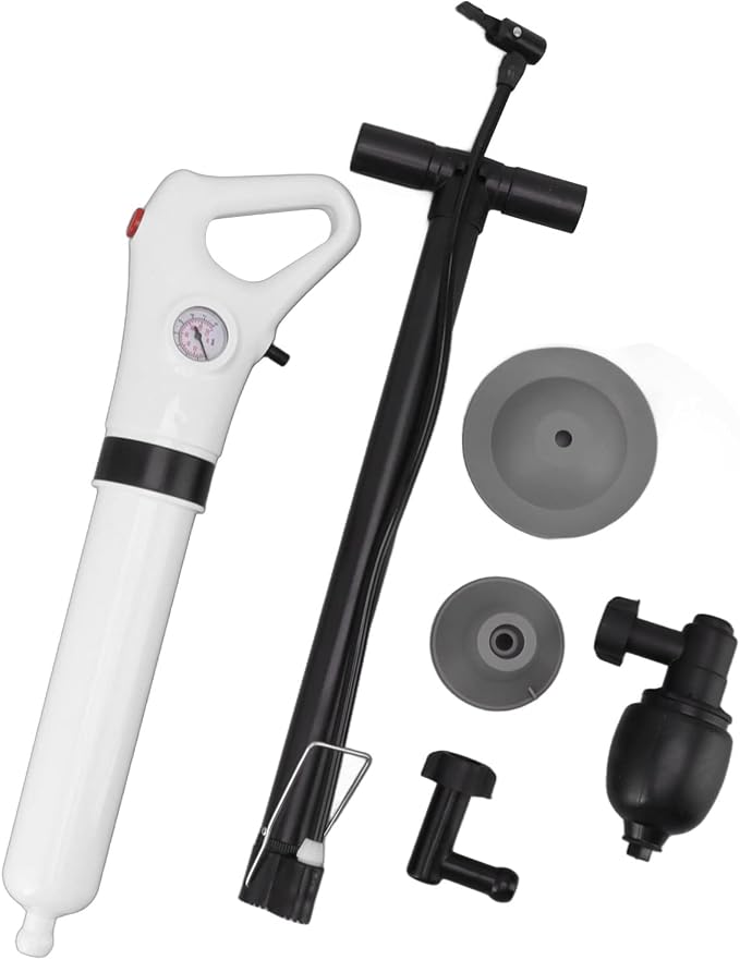 Jeffergarden High Pressure Toilet Plunger, Air Drain Blaster Gun Clog Remover Toilet Drain Unclogger Portable for Sink Floor Drain Bathroom Plumbing