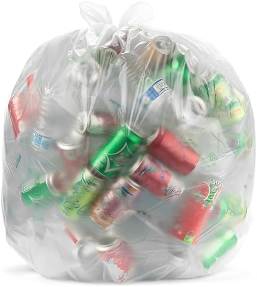Aluf Plastics High Density Trash Bags, 10 Gallon, 1000 Count With BioFlex Technology, 8 Micron (eq), 24" x 24", Clear, for Bathroom, Office, Industrial, Commercial