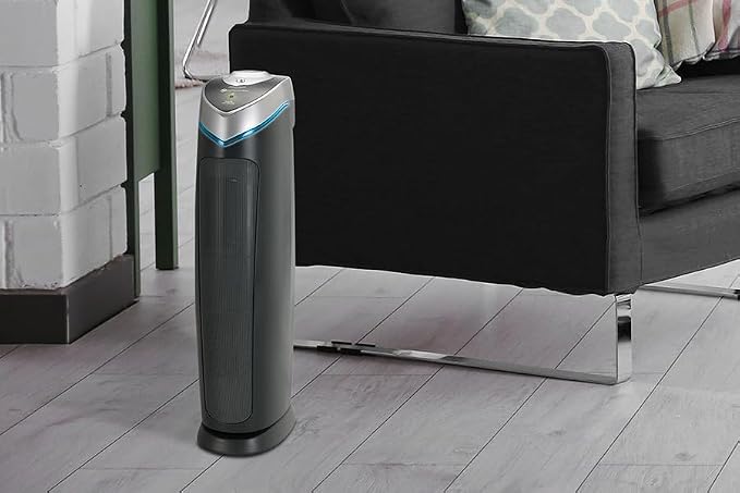 GermGuardian 3-In-1 HEPA Air Purifier for Home, Large Rooms Up To 915 Sq. Ft. with HEPA Air Filter, UV-C Light & Odor Reduction, AC5000E, 28" Tower, Gray