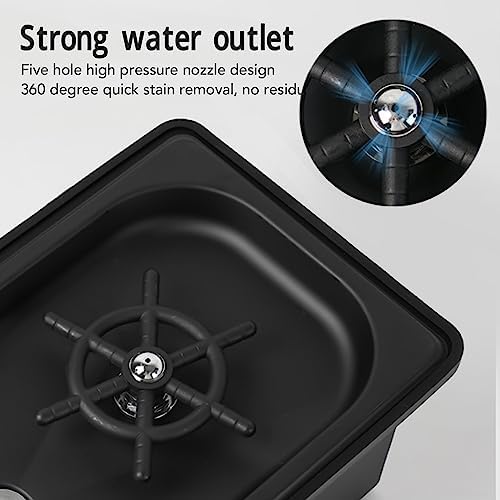 Diydeg Pitcher Rinser, Stainless Steel Kitchen Sink Glass Rinser with Drain and Drip Tray, Countertop Automatic Cup Washer for Bar, Home, Cafe, Restaurant, Household & Commercial (Black) (Small)