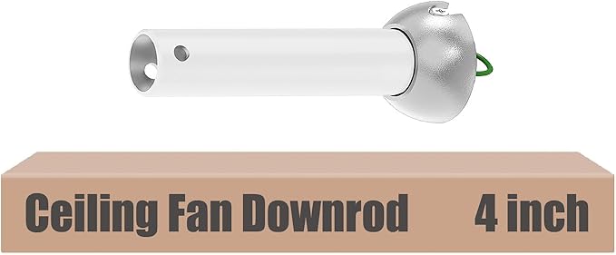 4 inch White Ceiling Fan Downrod with Ball Head, Downrod for Ceiling Fan, 1 inch Outside Diameter, Suitable for a Wide Range of Fans (with Ball Head, Not Threaded)
