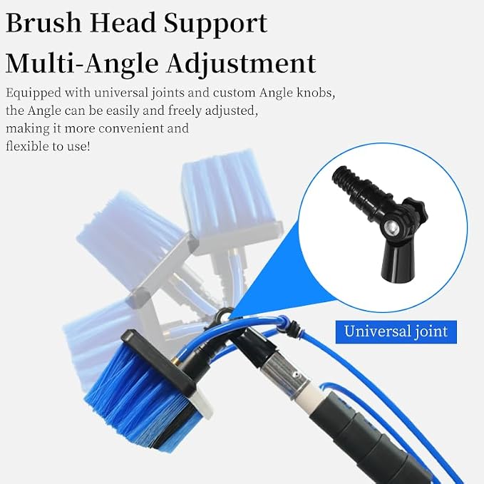 16FT Solar Panel Cleaning Kit with Telescopic Pole & Soap Dispenser, Water Fed Solar Panel Brush for Home/Roof/Caravan, Extendable Window Cleaner Tool for RV, Boat, Deck & Outdoor Use (16FT)