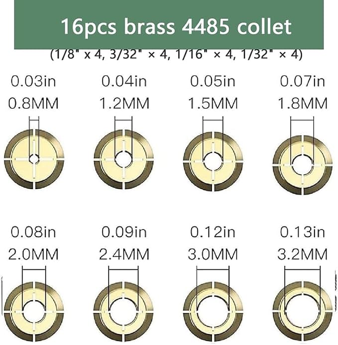 Drill Chuck Collet Set for Dremel Accessories Chuck Collet Kit（1/32" - 1/8" ）Replacement Drill Bits, with Quick Change Adapter and Rotary Drill Nut Tool (light yellow)