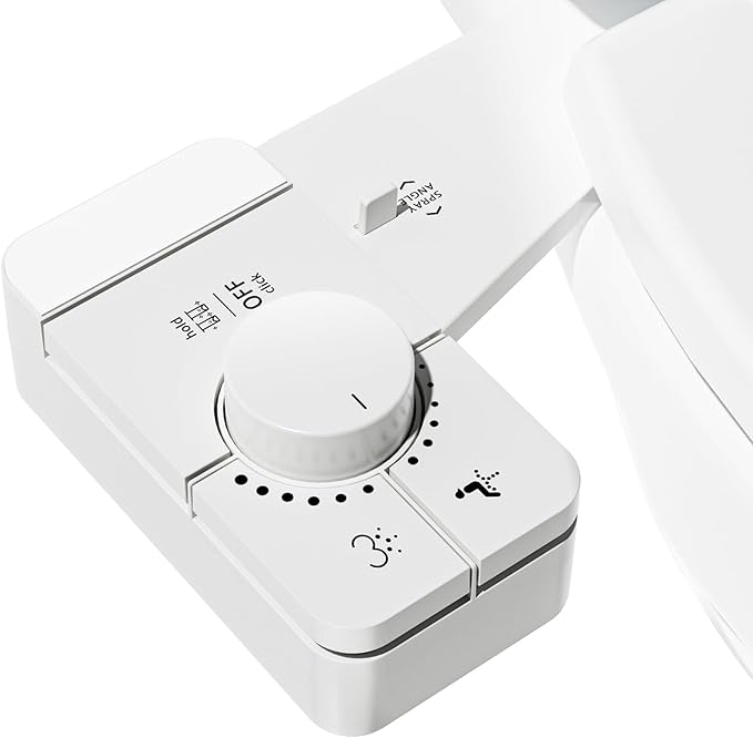 SAMODRA Bidet Attachment for Toilet, Non-Electric Fresh Cold Water Bidet Toilet with Angle Control Dual Nozzle, Adjustable Water Pressure & Self Cleaning Nozzle (1 Unit, WHIET)