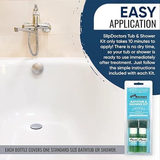 SlipDoctors Bathtub & Shower Kit | Non-Slip Treatment for Ceramic or Porcelain Tubs & Tiled Showers. Works Immediately to Increase Traction!