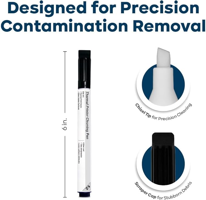 Waffletechnology KICTeam - Cleaning Pens for Thermal Printer Printheads & Electronics (12 Pens) - Includes Scraper Cap for Tough Buildup - Filled with Quick Drying Solution