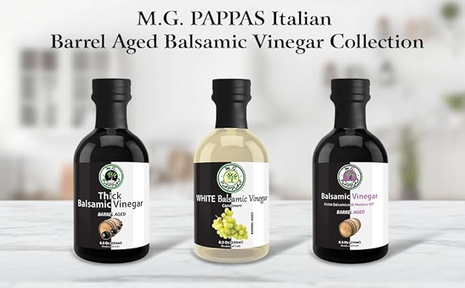M.G. PAPPAS Balsamic Vinegar from Italy - Gourmet Balsamic Italian Vinegar - A Great Addition to Vinaigrettes, Salads & Dressings - No Preservatives, No Added Sugar, No Additives - 8.5 Fl Oz (250ml)