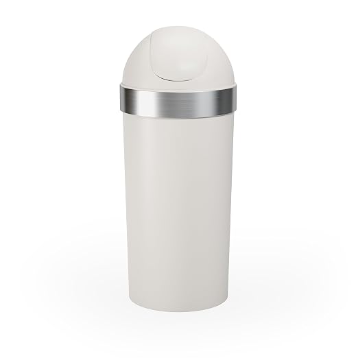 Umbra Venti Kitchen Trash Can with Swing Top Lid, Large 16-Gallon (62 L) Capacity, Sand/Silver