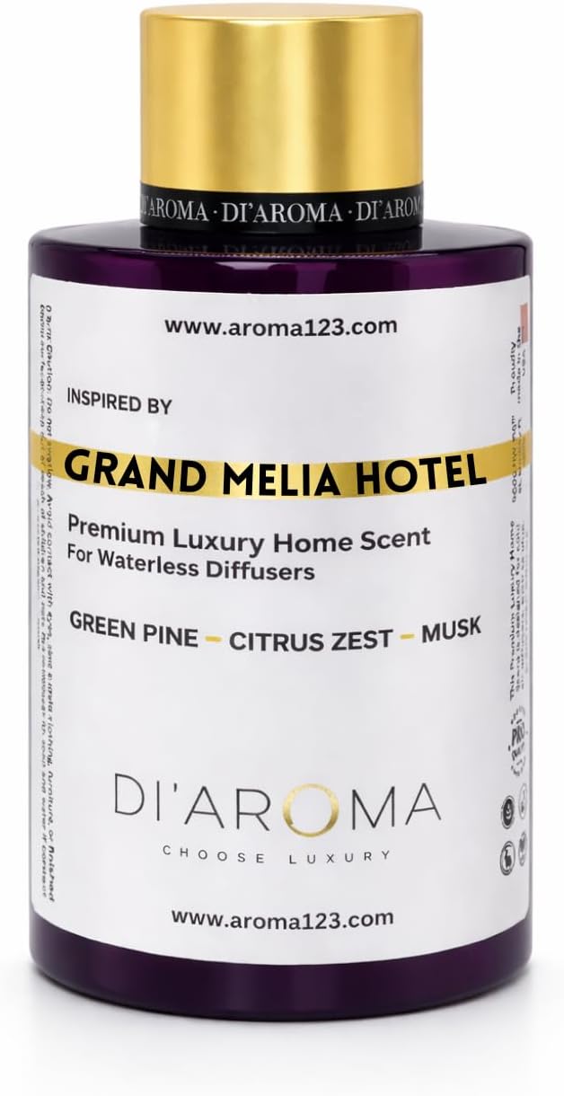Di’Aroma Luxury Hotel Resort Collection Fragrance Oil, Diffuser Oil for Waterless & Cold-Air Diffusers, Premium Air Freshener, Home & Business Scent, Made in USA (120ml, Grand Melia Hotel)