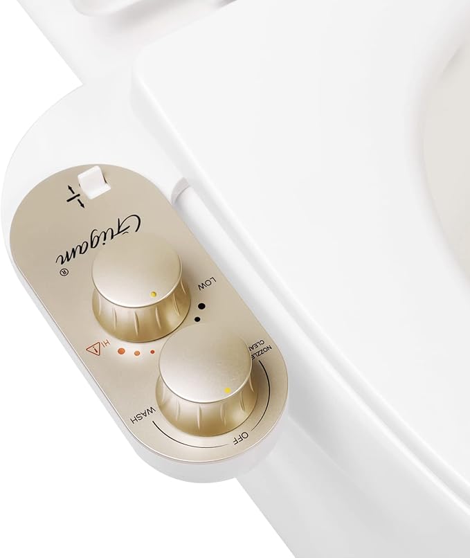 GLIGAM Bidet Attachment for Toilet Warm Water, Ultra-Slim Bidet Hot and Cold,Non-Electric Bidet Attachment for Frontal/Rear Wash, with Retractable Nozzle, Pressure & Angle Controls,Easy to install