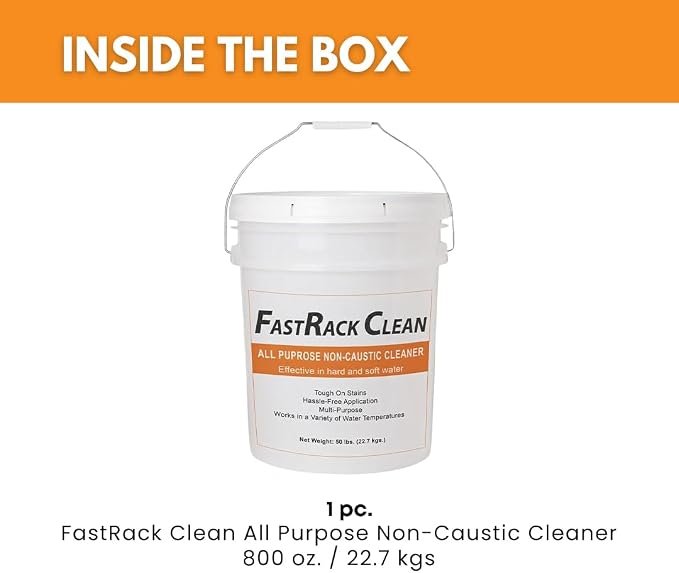FastClean 50 lbs Non Caustic Cleaner for homebrewing and winemaking by FastRack, Alkaline Homebrew Cleaner with Powerful Formula and Hassle-free Cleanup, Ideal Cleanser for Brewing Equipment - 800 oz