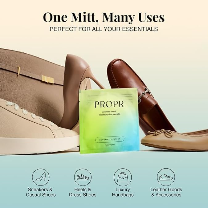 PROPR Premium Double Sided Shoe Cleaning Mitt – Individually Wrapped Travel Shoe Cleaner for Sneakers, Handbags & Leather