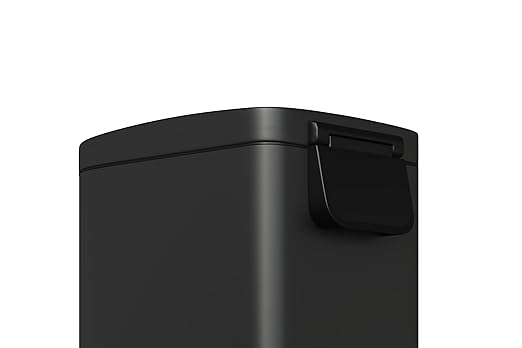Garvee 13 gal / 50 L Metal Kitchen Trash Can with Lid, Slim Rustproof Garbage Can, Large Step-on Trash Bin with Inner Bucket, Rear Handle, Soft Close Lid, Black