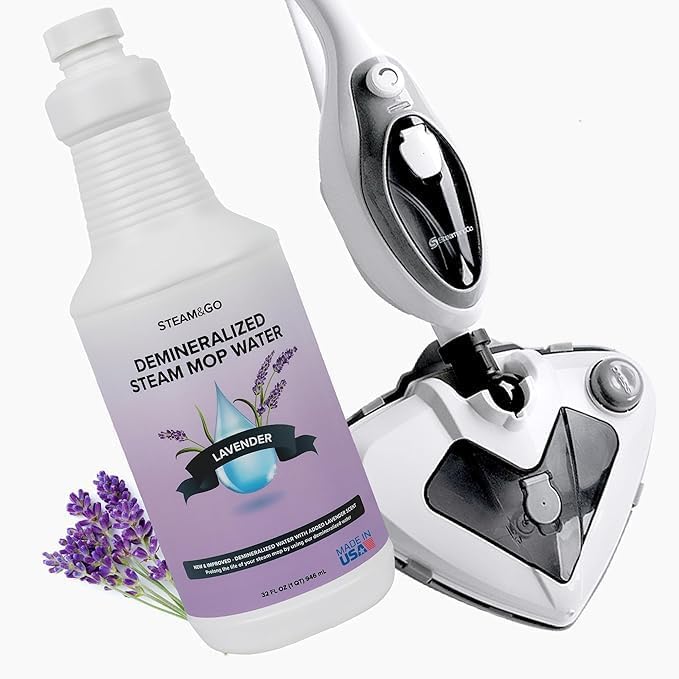 Steam & Go - The Housekeeper Steam Cleaner For Floors & Demineralized Water Bundle, 10-in-1 Hard Floor Cleaner Machine, 32 oz, Lavender Scent
