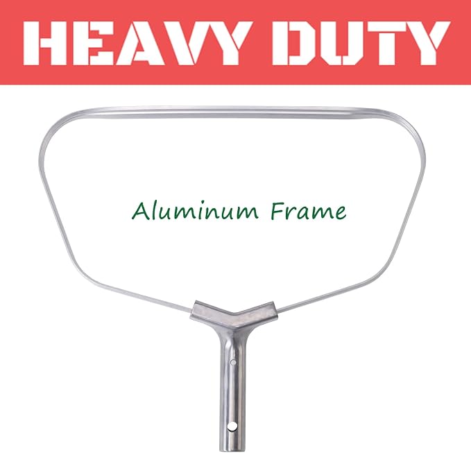Professional Swimming Pool Skimmer, Heavy Duty Leaf Rake with Aluminum Frame, Anti-Rip Nylon Net Bag for Cleaning Twigs Wet Leaves