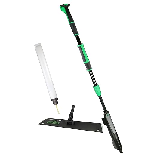 Unger Commercial Excella 18" Starter Cleaning Kit - Straight Floor Mop with Height Adjustable Pole and Refillable Dispensing Bottle - EFHC2