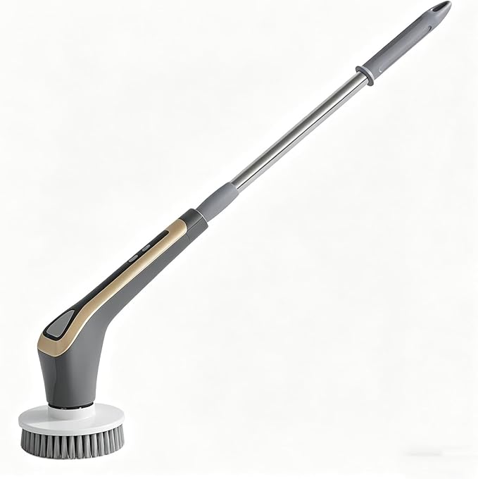 Electric Spin Scrubber, Full-Body Waterproof Bathroom Electric Scrubber with Power LCD Display, Cordless Cleaning Brush Scrubber for Bathroom and Kitchen Cleaning