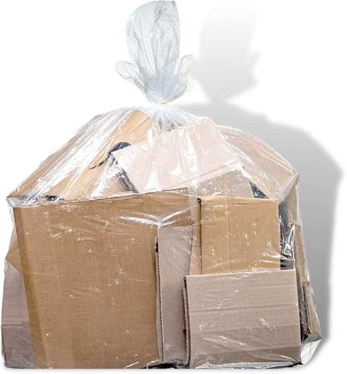 Plasticplace 14 Gallon Clear Recycling Trash Bags │ 1.2 Mil Garbage Can Liners │ 21"x16"x27’’ (200 Count), R14121CL