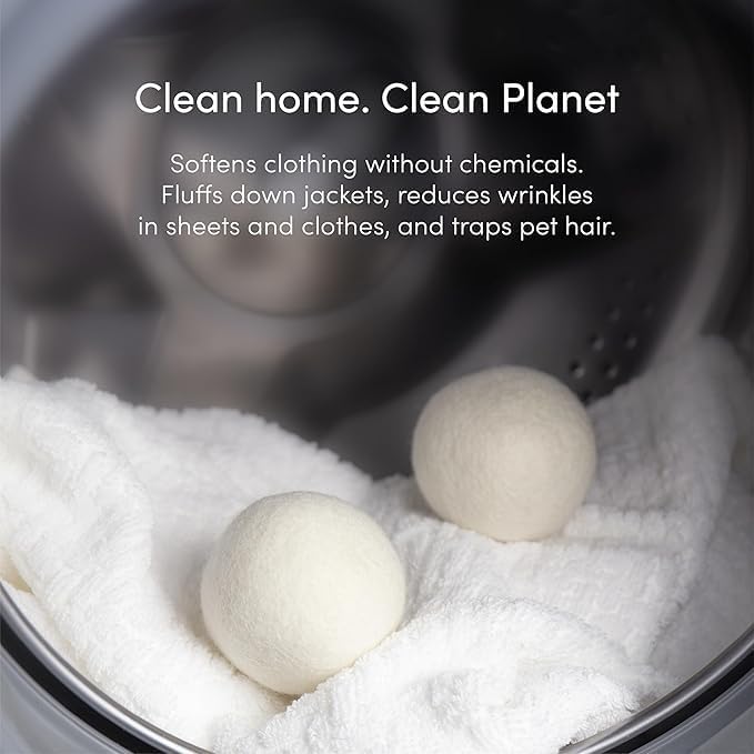 Haven Wool Dryer Balls with Essential Oils – 6-Pack Natural Reusable Laundry Balls with Lavender & Ocean Scents – Eco-Friendly Fabric Softener Alternative, Reduces Wrinkles & Drying Time