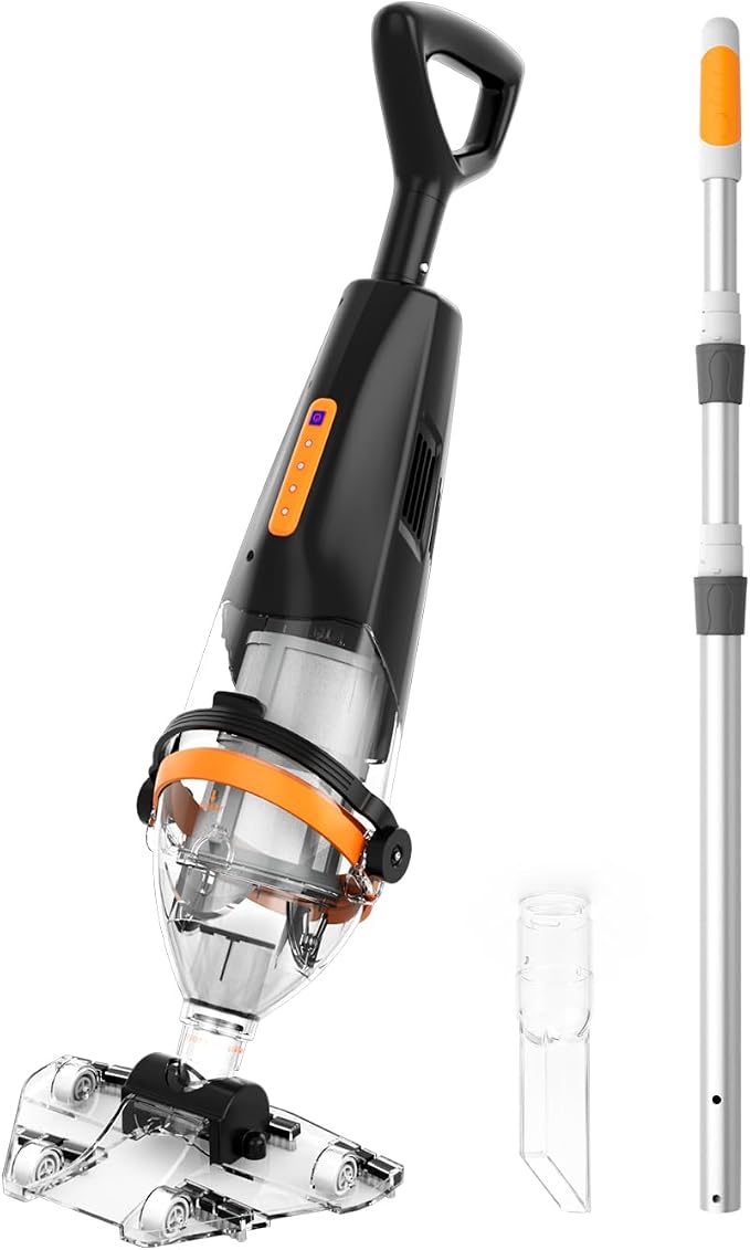 Wireless Remote Pool Vacuum, Cordless Pool Vacuum for Above Ground & Inground Pools, 18.5 GPM Powerful Suction, 75 Min Runtime, 69.3" Telescopic Pole for Spa & Hot Tub