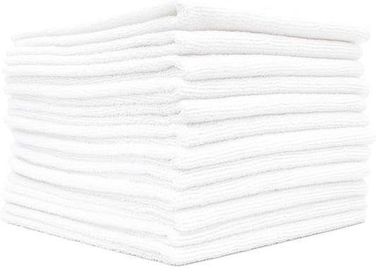 The Rag Company - All-Purpose Microfiber Terry Cleaning Towels - Commercial Grade, Highly Absorbent, Lint-Free, Streak-Free, Kitchens, Bathrooms, Offices, 300gsm, 16in x 16in, White (12-Pack)