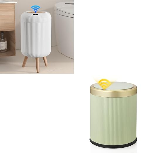 Automatic Touchless Bathroom Trash Can with Lid, 3 Gal and 2.8 Gal Automatic Garbage Bin for Bedroom，Kitchen，Office