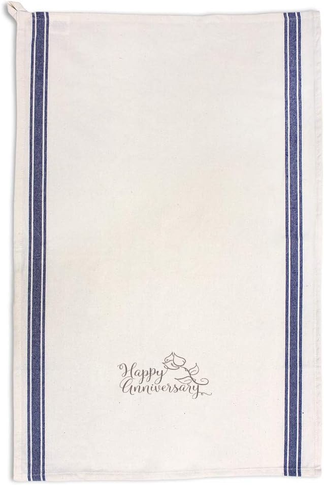 Custom Decor Kitchen Towels Happy Anniversary Holidays and Occasions Wedding Holidays and Occasions Wedding Cleaning Supplies Dish Towels Blue Stripe Design Only
