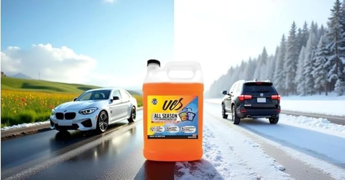 UCS All-Season Windshield Washer Fluid -27F Winter Protection – 2-in-1 Bug Remover – Streak-Free Formula – 2 Pack (2 Gallons Total)