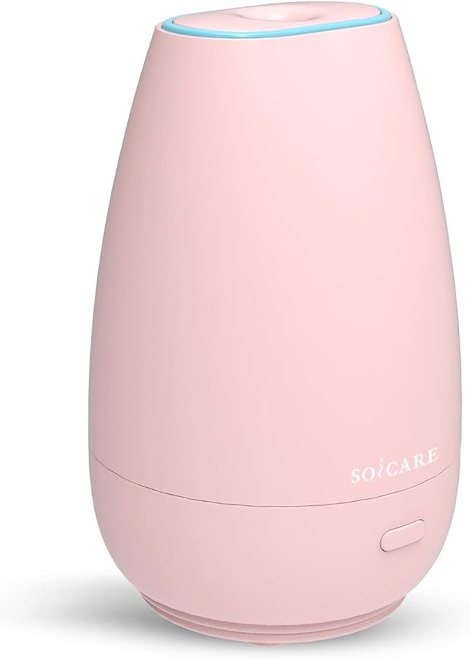 Portable Car Diffuser for Essential Oils, Small USB Aroma Humidifier with Soft Ambient Light, Perfect Personal Scent Diffuser for Vehicle, Home, Gym & Travel – Pink