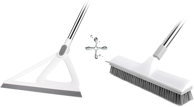 Multifunction Silicone Broom+Floor Brush, 2-in-1 Scraping Brush,with 59.8" Long-Handled Adjustable Floor Brush, Suitable for Cleaning Kitchen, Bedroom, Shower Room, Floor