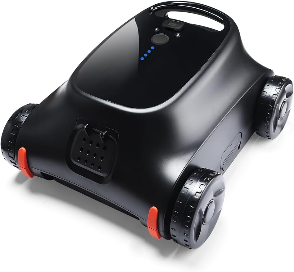 Cordless Robotic Pool Cleaner, Pool Vacuum for Above Pools, Pool Cleaner Lasts 180 Min, Self-Parking Technology, Ideal for Flat Bottomed Pools up to 2000 Sq.ft