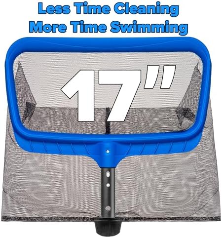 Pool Skimmer Net for Leaves - Deep Bag Pool Nets for Leaves with 15 Feet Aluminum Telescopic Pool Pole Swimming Pool Leaf Net - Heavy Duty, Reinforced Frame, Large Capacity Pool Rake