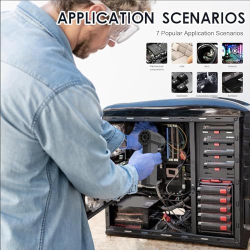 Dry Blower, 3 Gear Adjustable Electric Air Duster, 130000RPM Dry Mini Blowers, 5600mAh Portable Air Blower Car Dryer Turbine Blower for Car, Cleaning, Camping