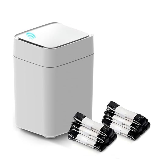 Automatic Self Changing Trash Can,Self Sealing Trash can,Self Bagging Motion Sensor Touchless Garbage Can for Kitchen Bathroom Office, 4.5 Gallon 17L, 12 Refill Rings