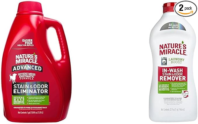Nature's Miracle 1gal Severe Mess Enzymatic Dog Stain & Odor Eliminator and 32oz Laundry Boost Pet Stain & Odor Remover