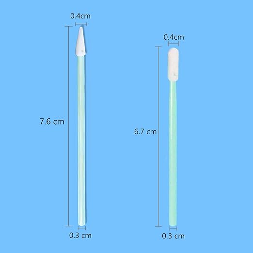 Fiber Optic Cleaning Swabs: 100 Pointed Tips for 1.25mm LC/MU | 100 Round Tips for 2.5mm SC/ST, for Optical Connector and Camera Lens Cleaning, 200pcs